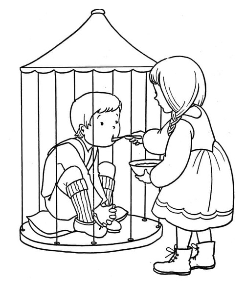 Desenhos de Desenhe João e Maria para crianças para colorir