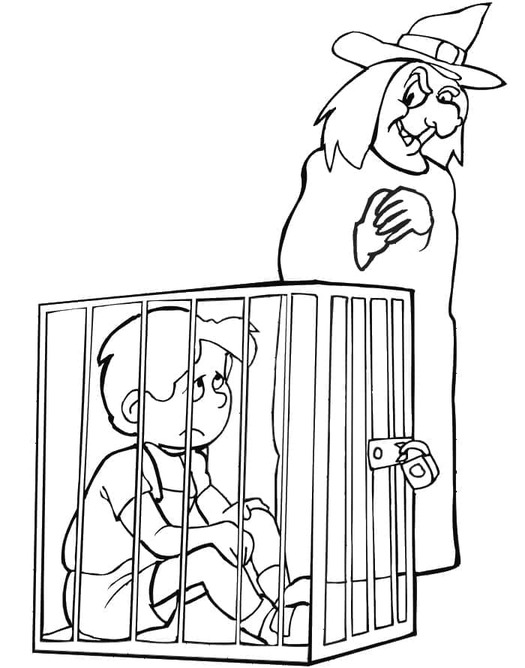 Desenhos de Desenhe João e a Bruxa para colorir