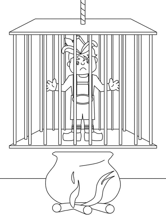Desenhos de Desenhe João em uma gaiola para colorir