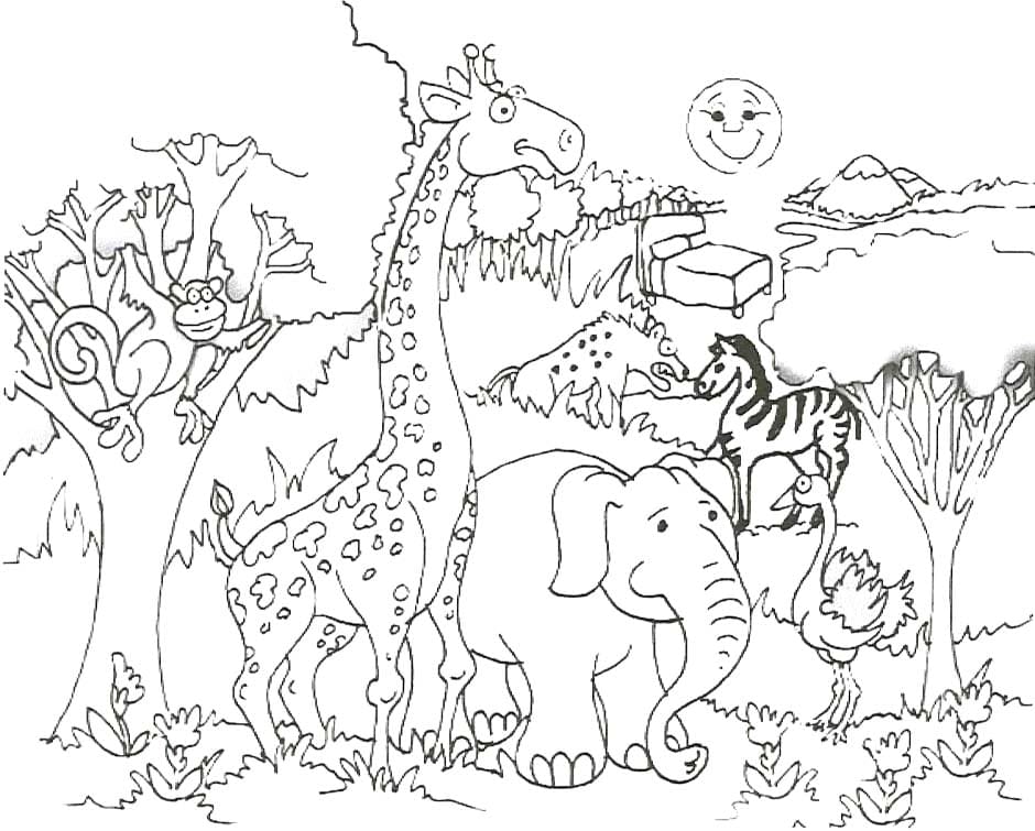 Desenhos de Desenhe Safari feliz para colorir