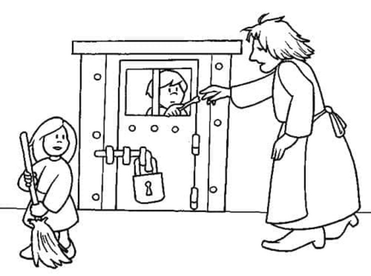 Desenhos de Desenhe a imagem de João e Maria para colorir