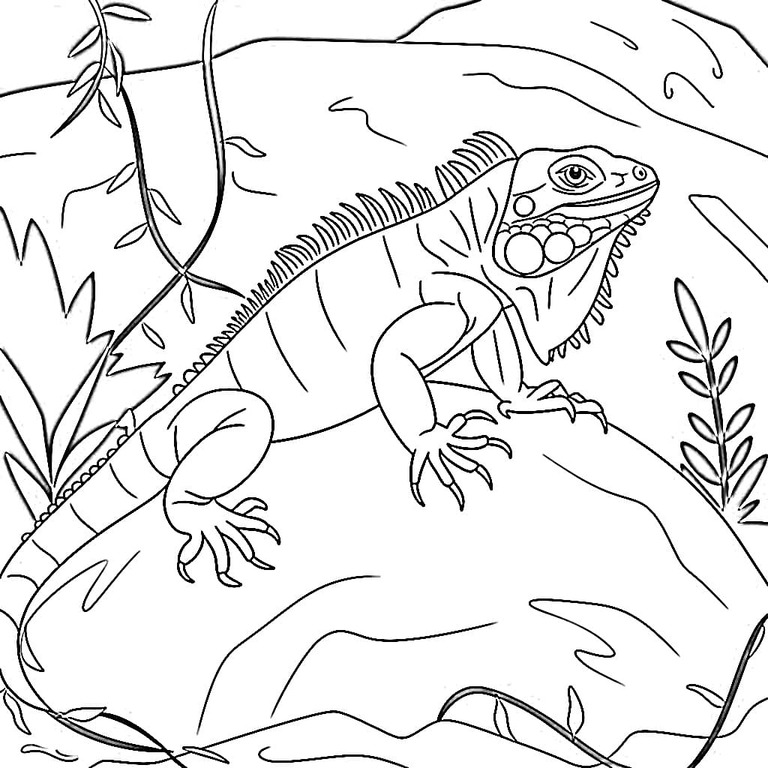 Desenhos de Desenhe iguana imprimir grátis para colorir