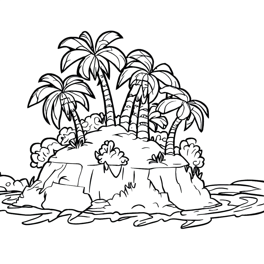 Desenhos de Desenhe ilha selvagem para colorir