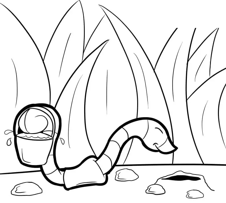 Desenhe minhoca básica para colorir