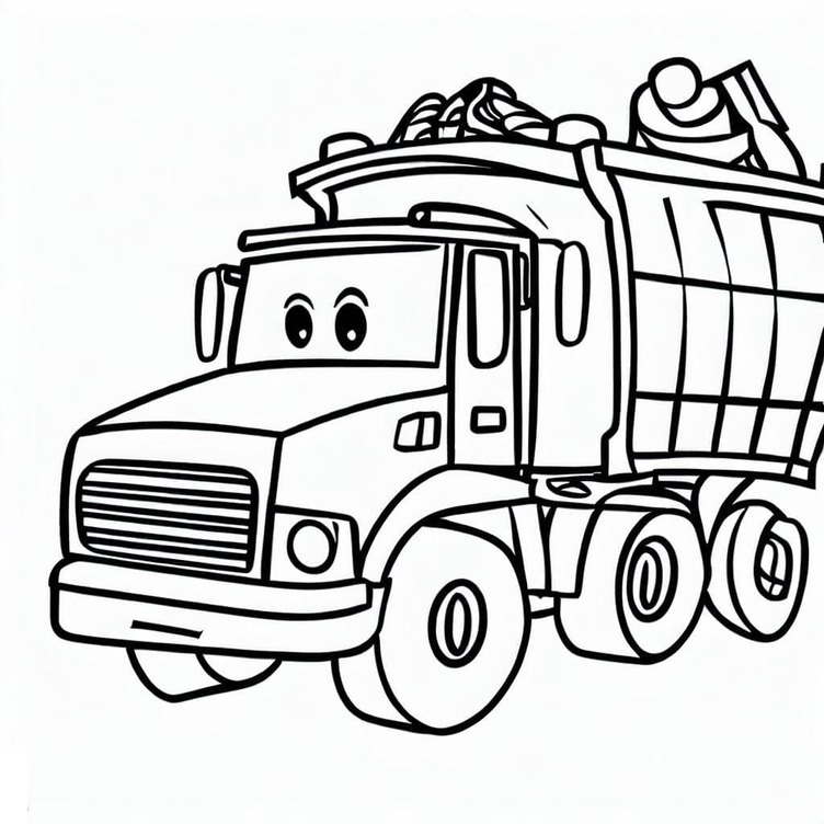 Desenhos de Desenho animado do caminhão de lixo para colorir