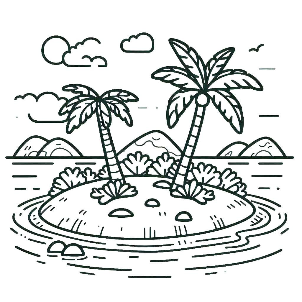 Desenhos de Ilha 3 para colorir