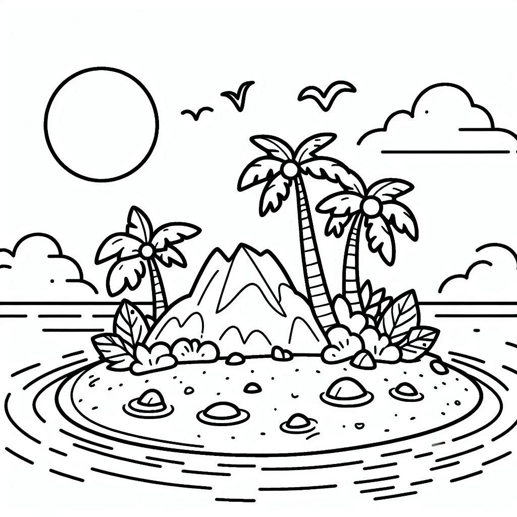 Desenhos de Ilha imprimir para crianças para colorir