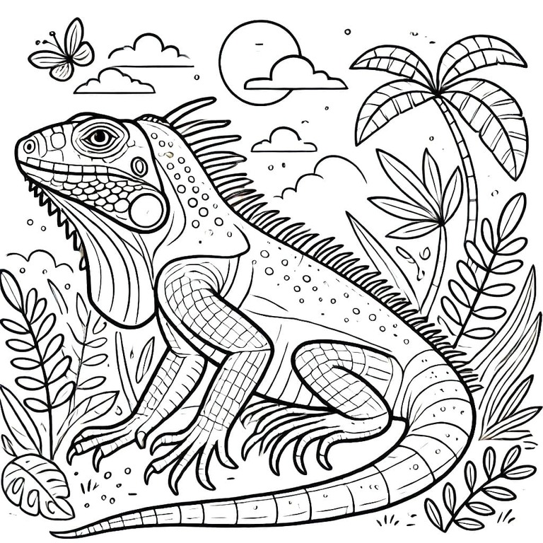 Desenhos de Imagem Iguana simples para colorir