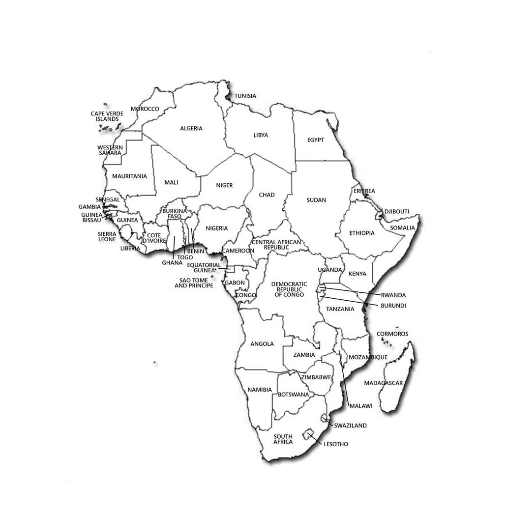 Desenhos de Imagem do mapa da África para colorir