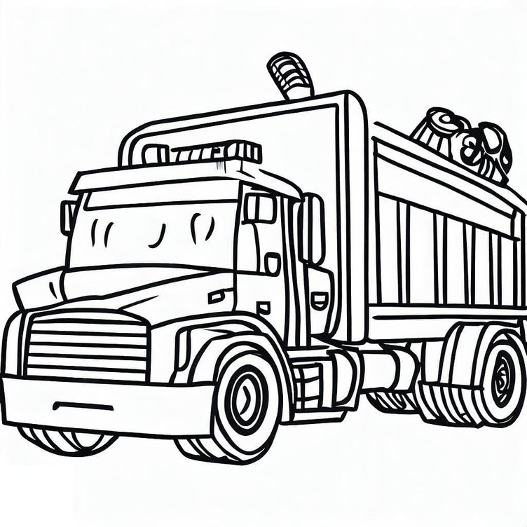 Desenhos de Impressão de caminhão de lixo para colorir