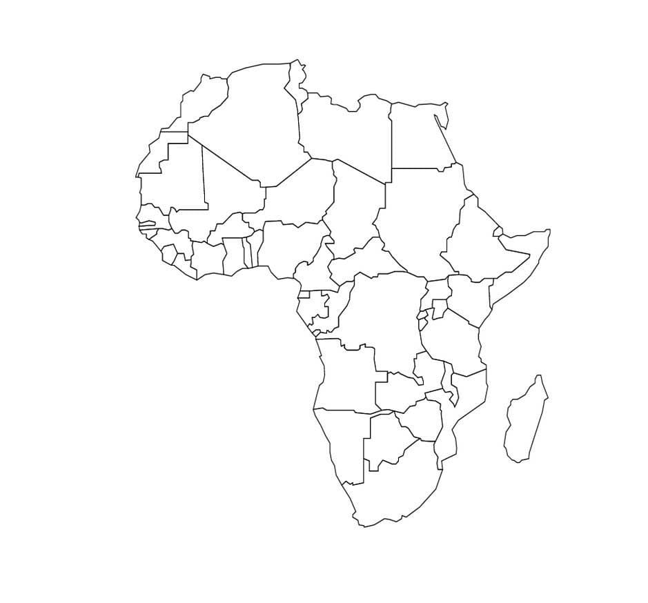 Desenhos de Mapa da África em branco HD para colorir