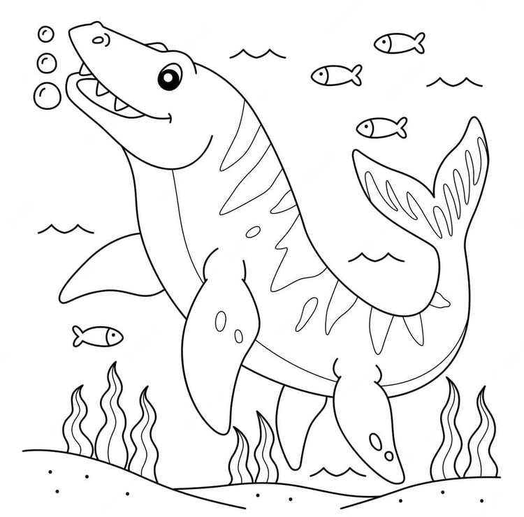Desenhos de Mosassauro para crianças para colorir