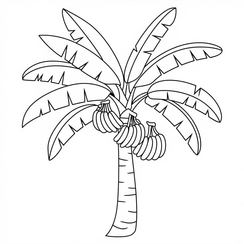 Desenhos de Bananeira simples para colorir