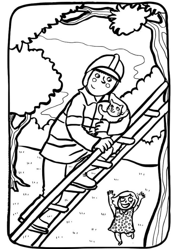 Desenhos de Bombeiro em crianças para colorir