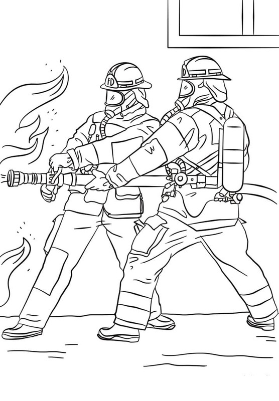 Desenhos de Bombeiro fácil para colorir