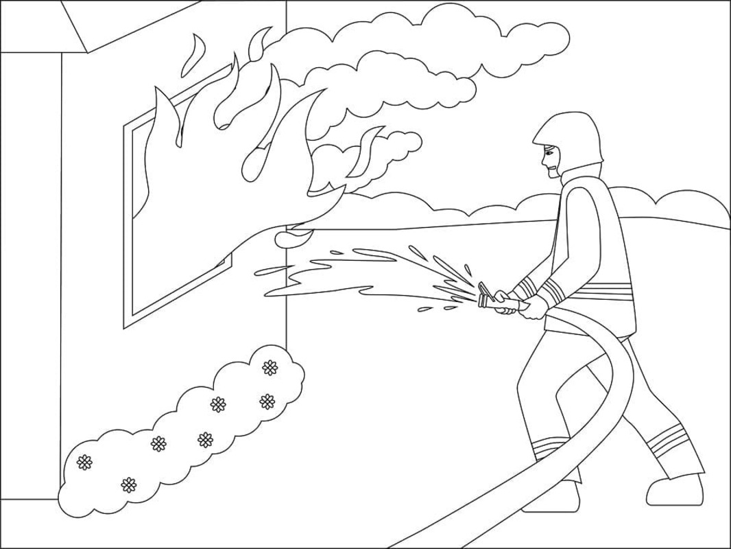 Desenhos de Bombeiro grátis para crianças para colorir