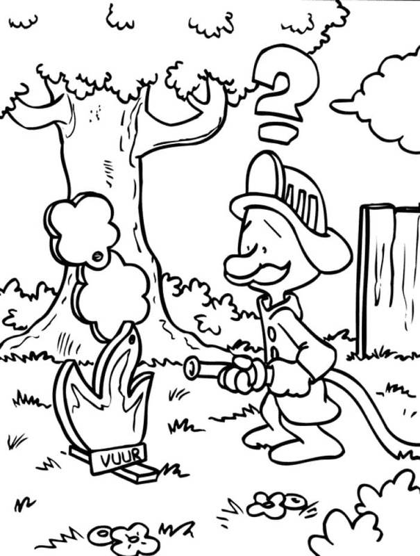 Desenhos de Bombeiro muito simples para colorir