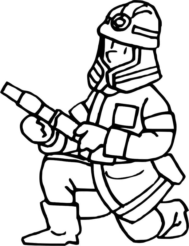 Desenhos de Bombeiro simples em crianças para colorir