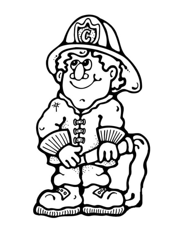 Desenhos de Bombeiro simples para colorir