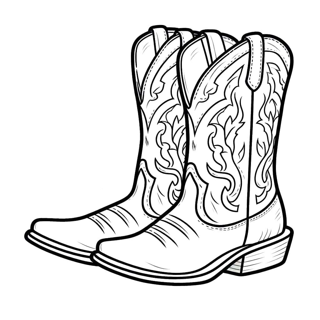 Desenhos de Bota de Cowboy básico para colorir