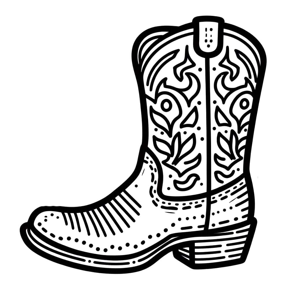 Desenhos de Bota de Cowboy fácil para colorir