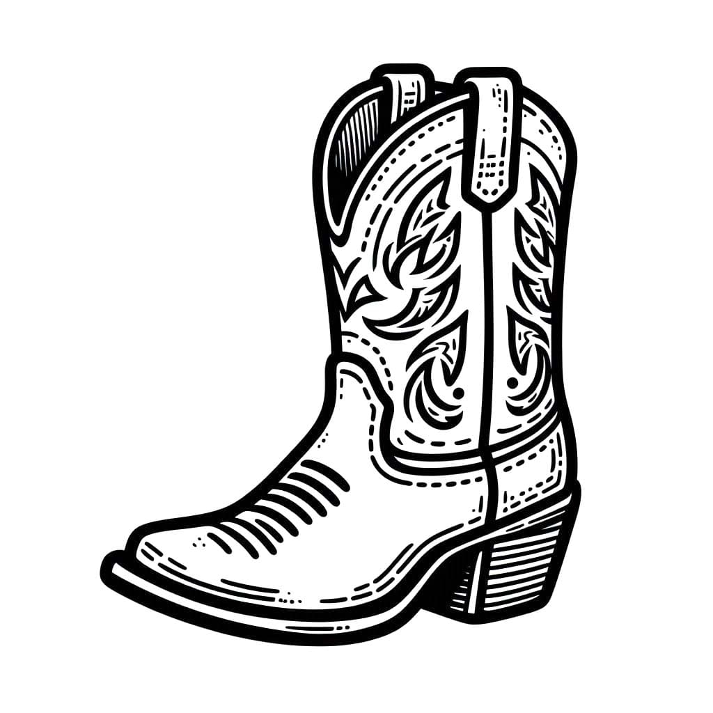 Desenhos de Bota de Cowboy muito básico para colorir
