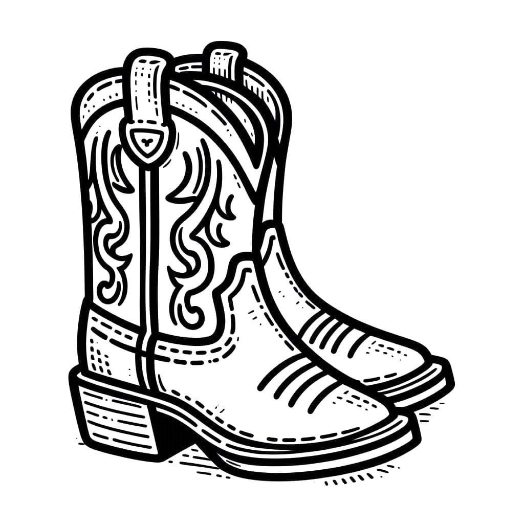 Desenhos de Bota de Cowboy muito fácil para colorir
