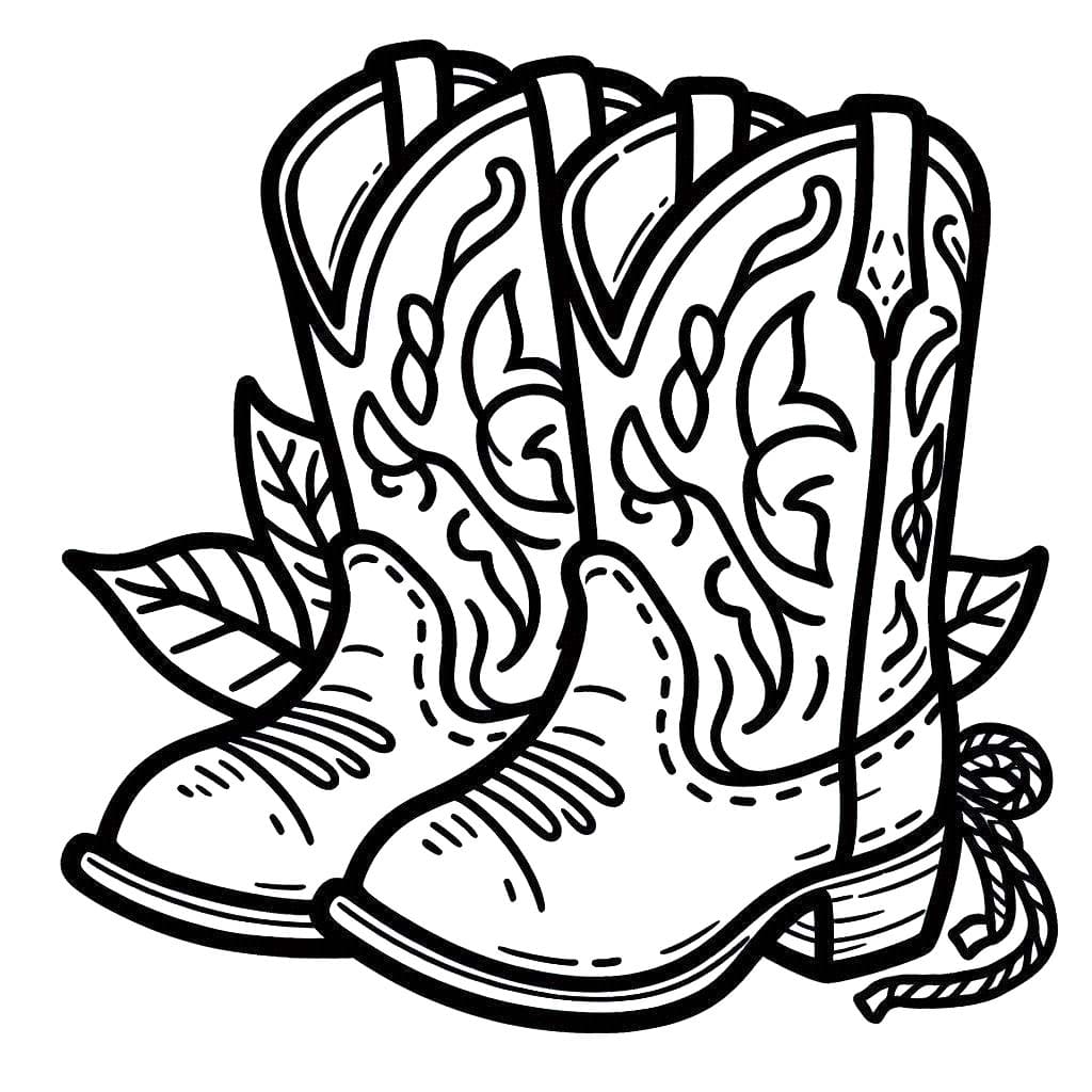 Desenhos de Bota de Cowboy muito simples para colorir