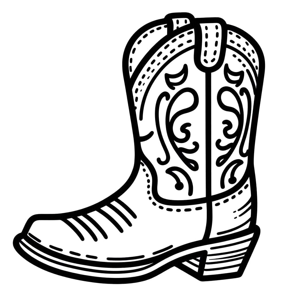 Desenhos de Bota de Cowboy simples para colorir