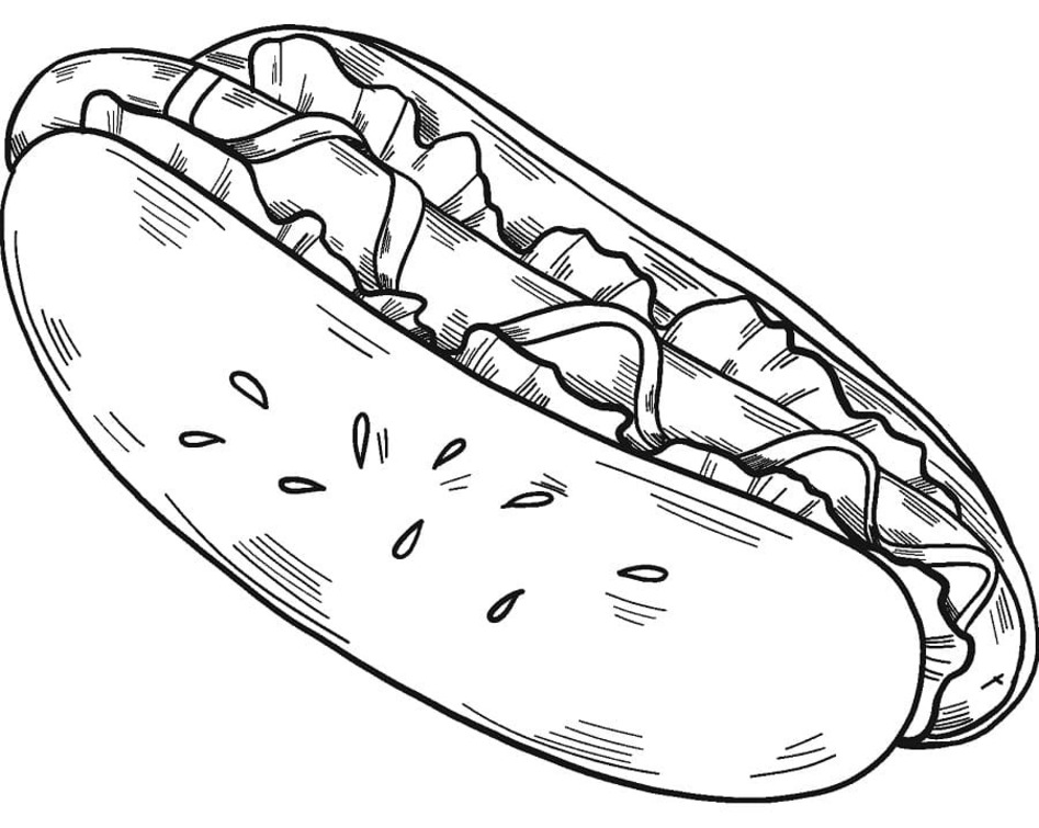 Desenhos de Cachorro-quente fácil para colorir