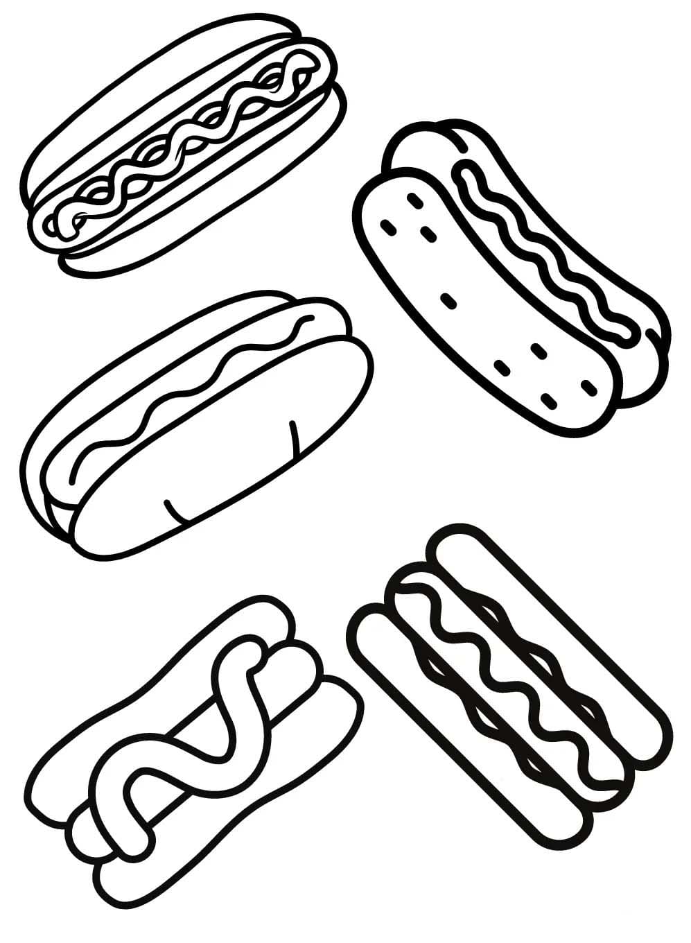Desenhos de Cachorro-quente imprimível para crianças para colorir