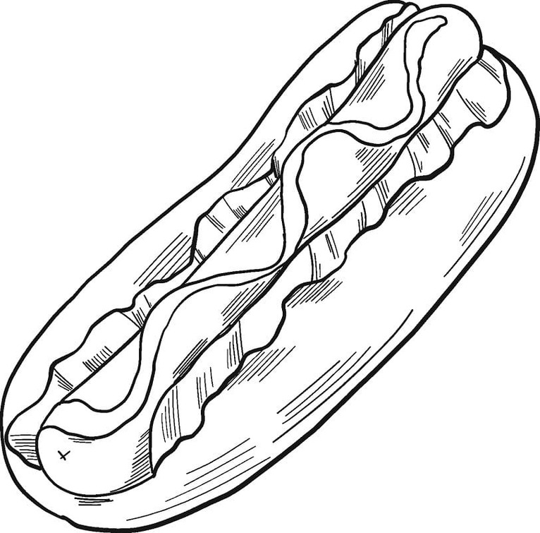 Desenhos de Cachorro-quente muito fácil para colorir