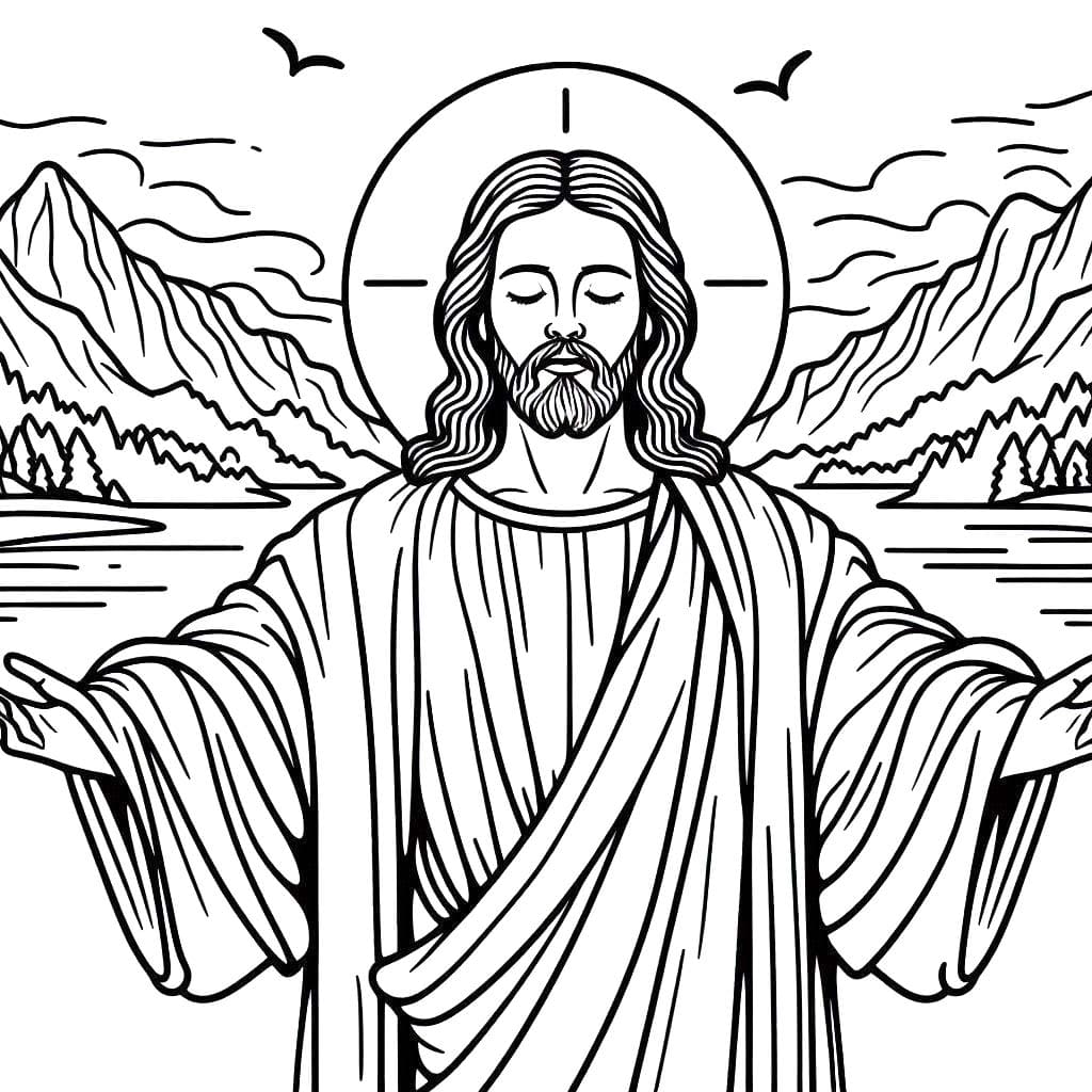 Desenhos de Cristo Redentor 2 para colorir
