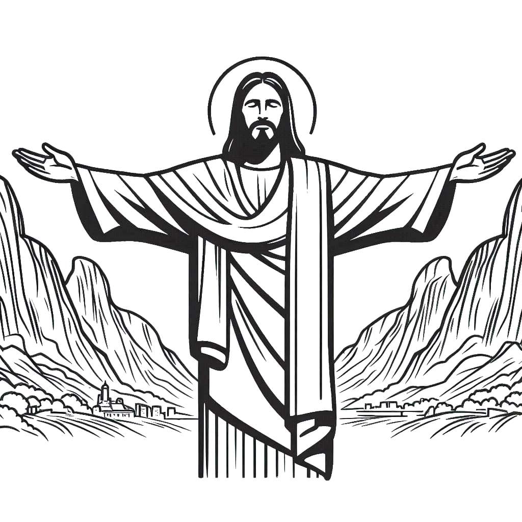 Desenhos de Cristo Redentor 4 para colorir