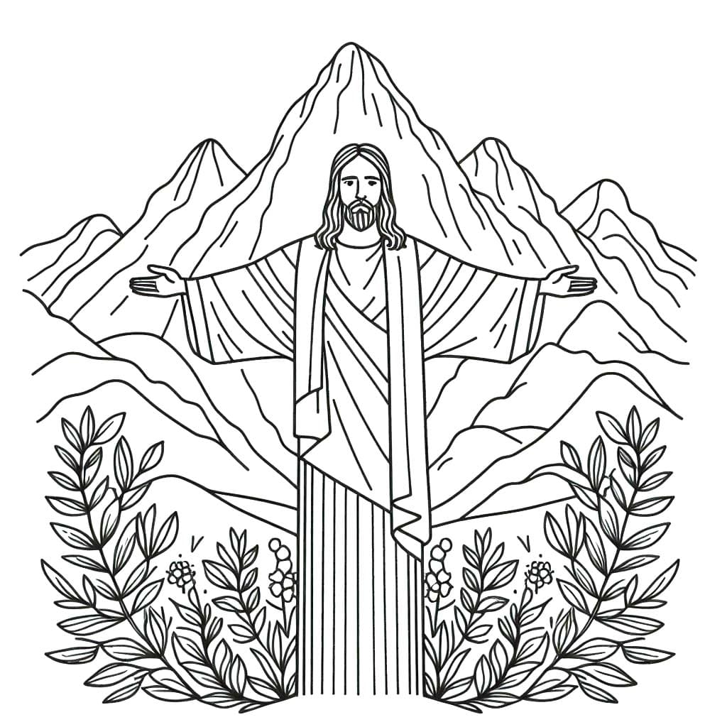 Desenhos de Cristo Redentor 5 para colorir