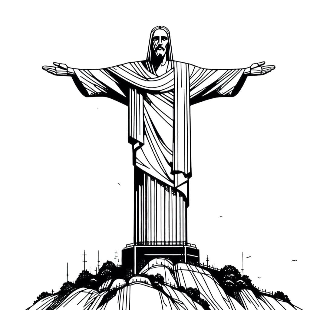 Desenhos de Cristo Redentor fácil para colorir