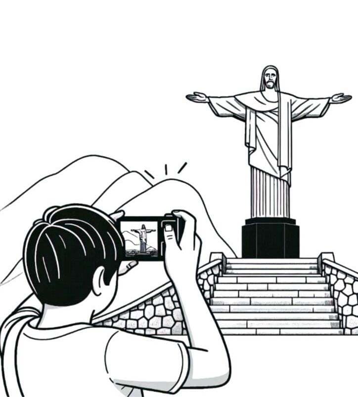 Desenhos de Cristo Redentor simples para colorir