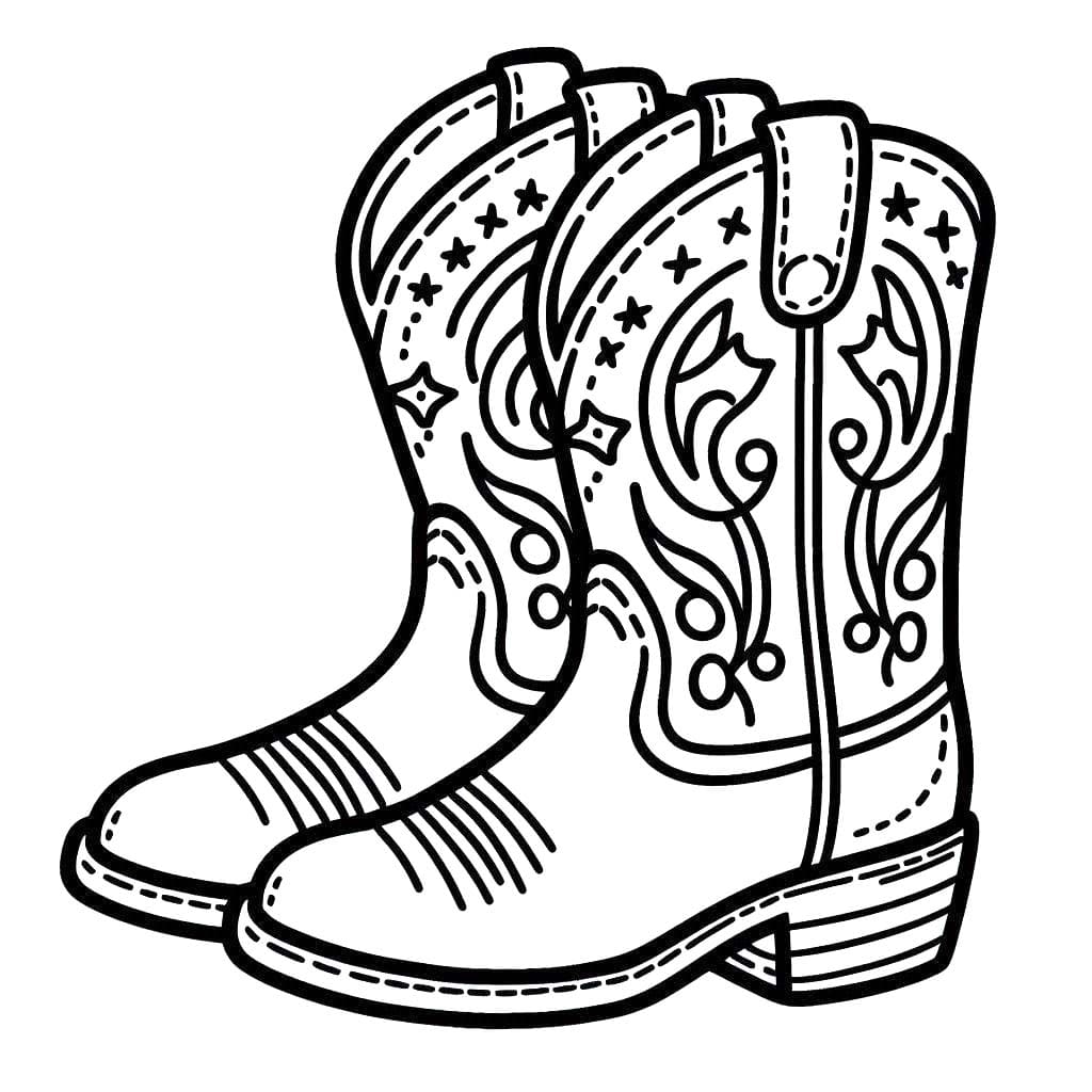 Desenhos de Desenhar Bota de Cowboy básico para colorir