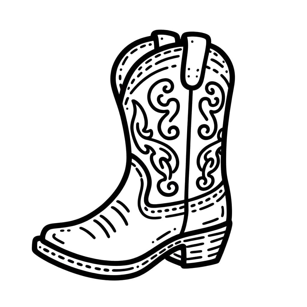 Desenhos de Desenhar Bota de Cowboy fácil para colorir