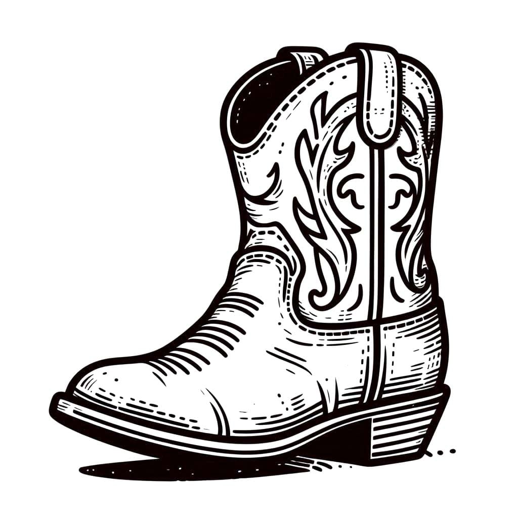 Desenhos de Desenhar Bota de Cowboy grátis para crianças para colorir