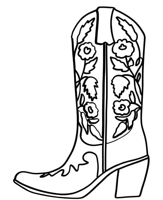 Desenhos de Desenhar Bota de Cowboy imprimível para crianças para colorir