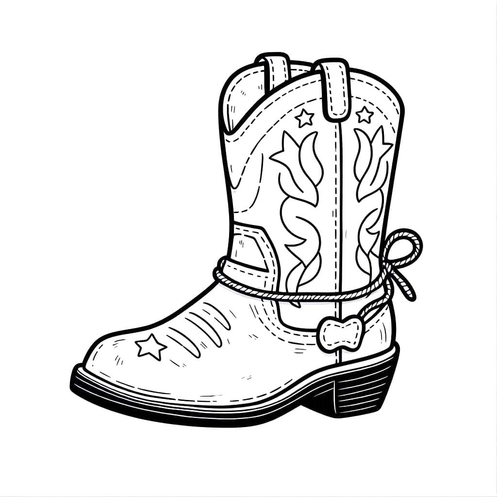 Desenhos de Desenhar Bota de Cowboy muito básico para colorir