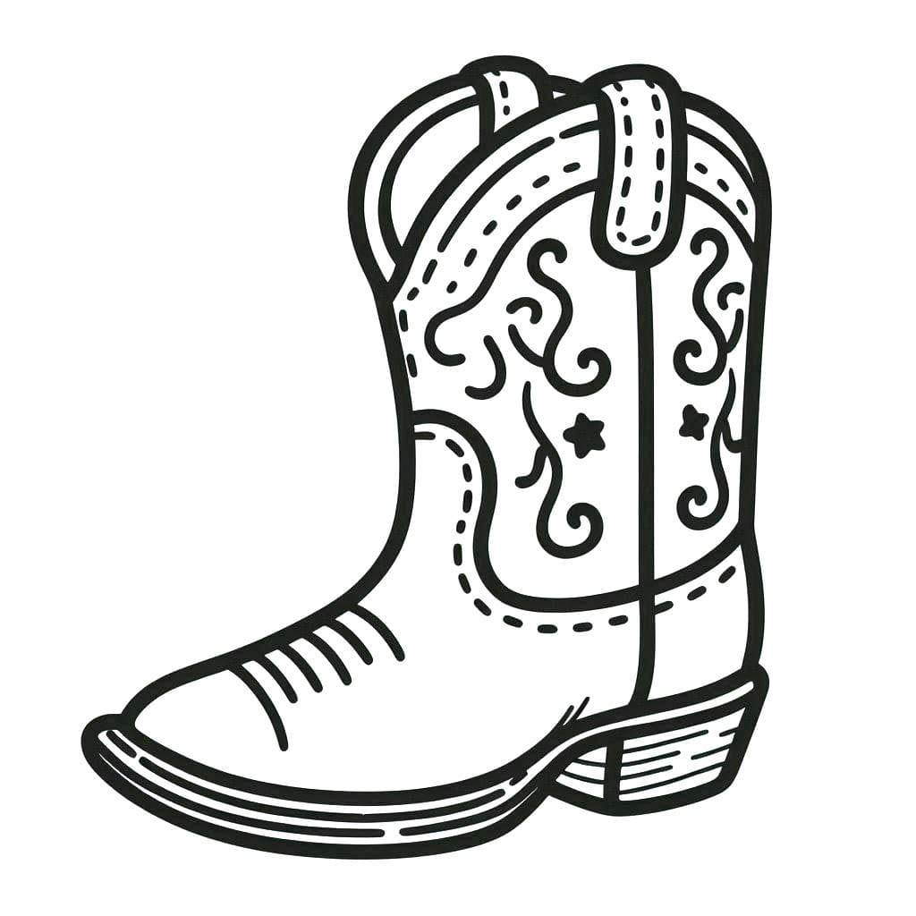 Desenhos de Desenhar Bota de Cowboy muito fácil para colorir