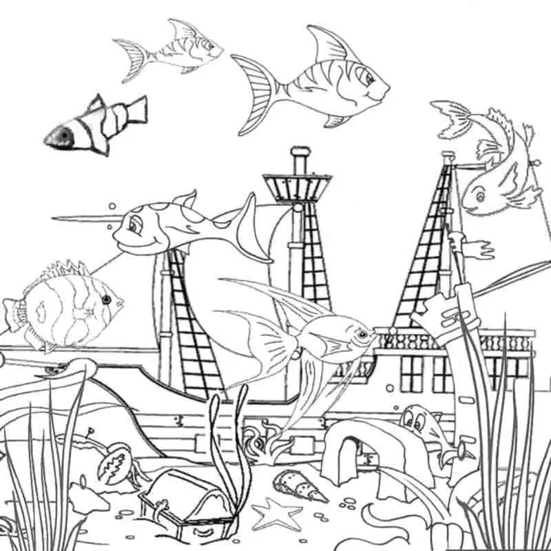 Desenhos de Desenhar Fundo do Mar básico em crianças para colorir