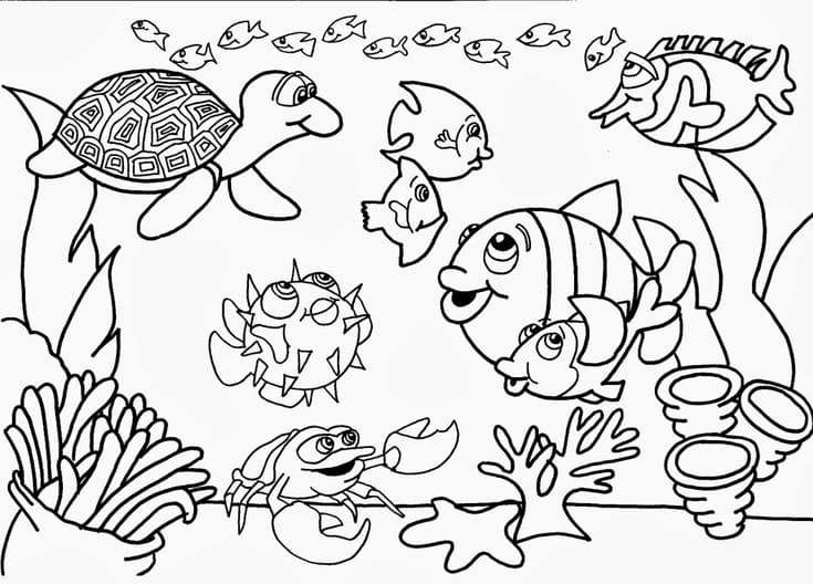 Desenhos de Desenhar Fundo do Mar básico para colorir