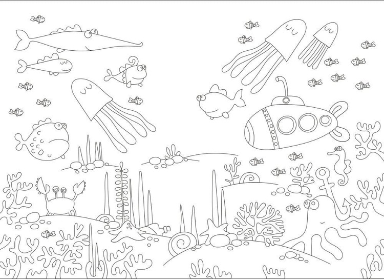 Desenhos de Desenhar Fundo do Mar fácil para colorir