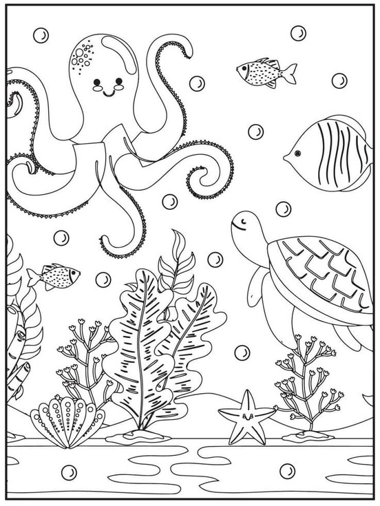 Desenhos de Desenhar Fundo do Mar simples para colorir