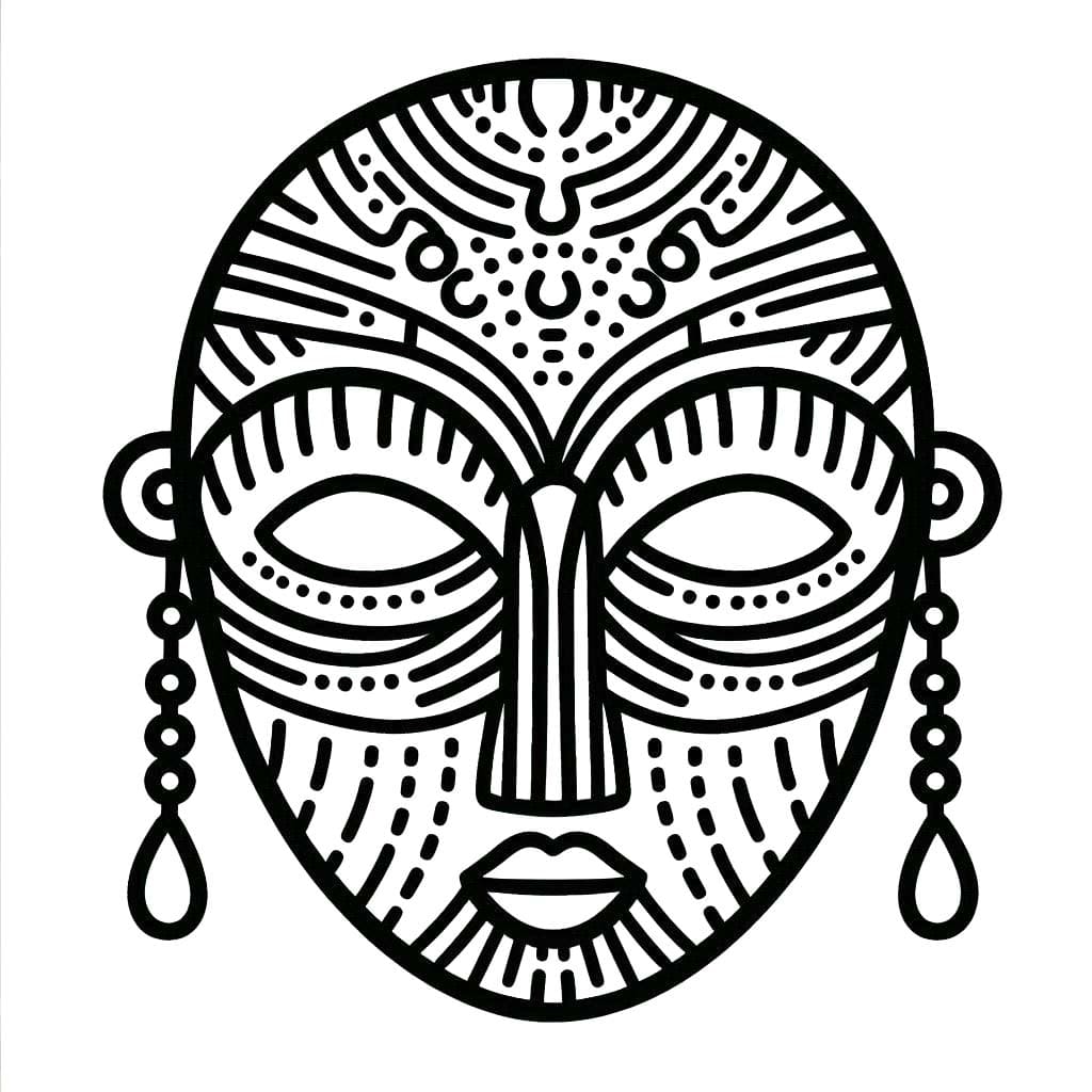 Desenhos de Desenhar Máscaras áfricanas em crianças para colorir