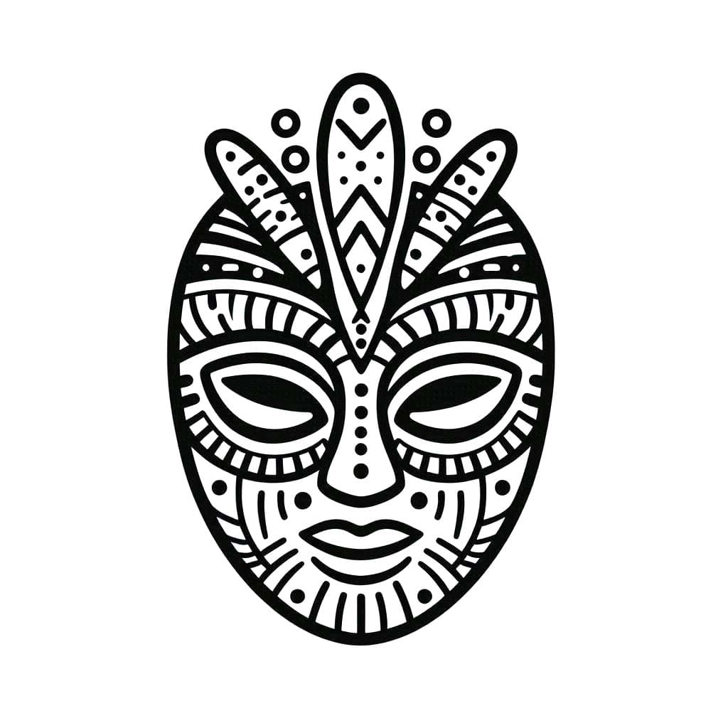 Desenhos de Desenhar Máscaras áfricanas grátis em crianças para colorir