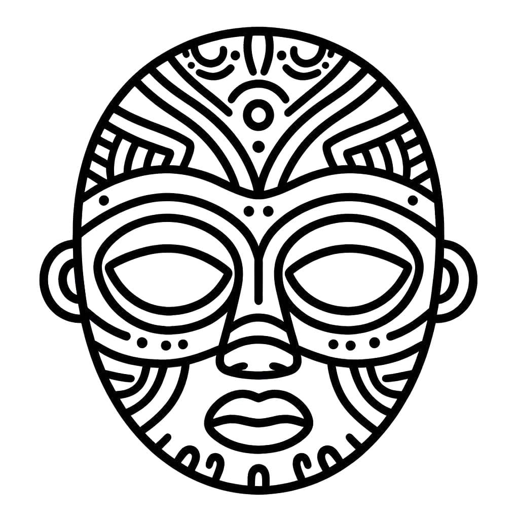 Desenhos de Desenhar Máscaras áfricanas imprimível em crianças para colorir